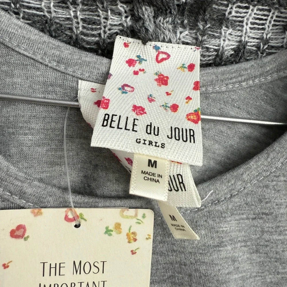 Belle Du‎ Jour Girls Gray Tank Top & Hooded Sweater Cardigan Set - M
